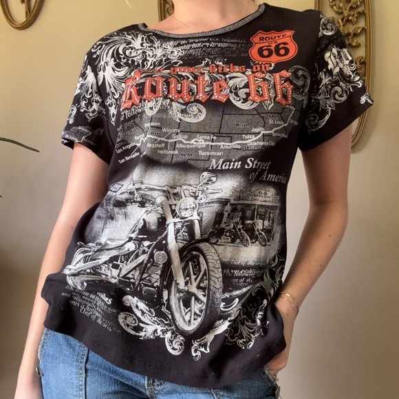 Vintage Paper Tag Route 66 Graphic T-Shirt - Picture 7 of 8